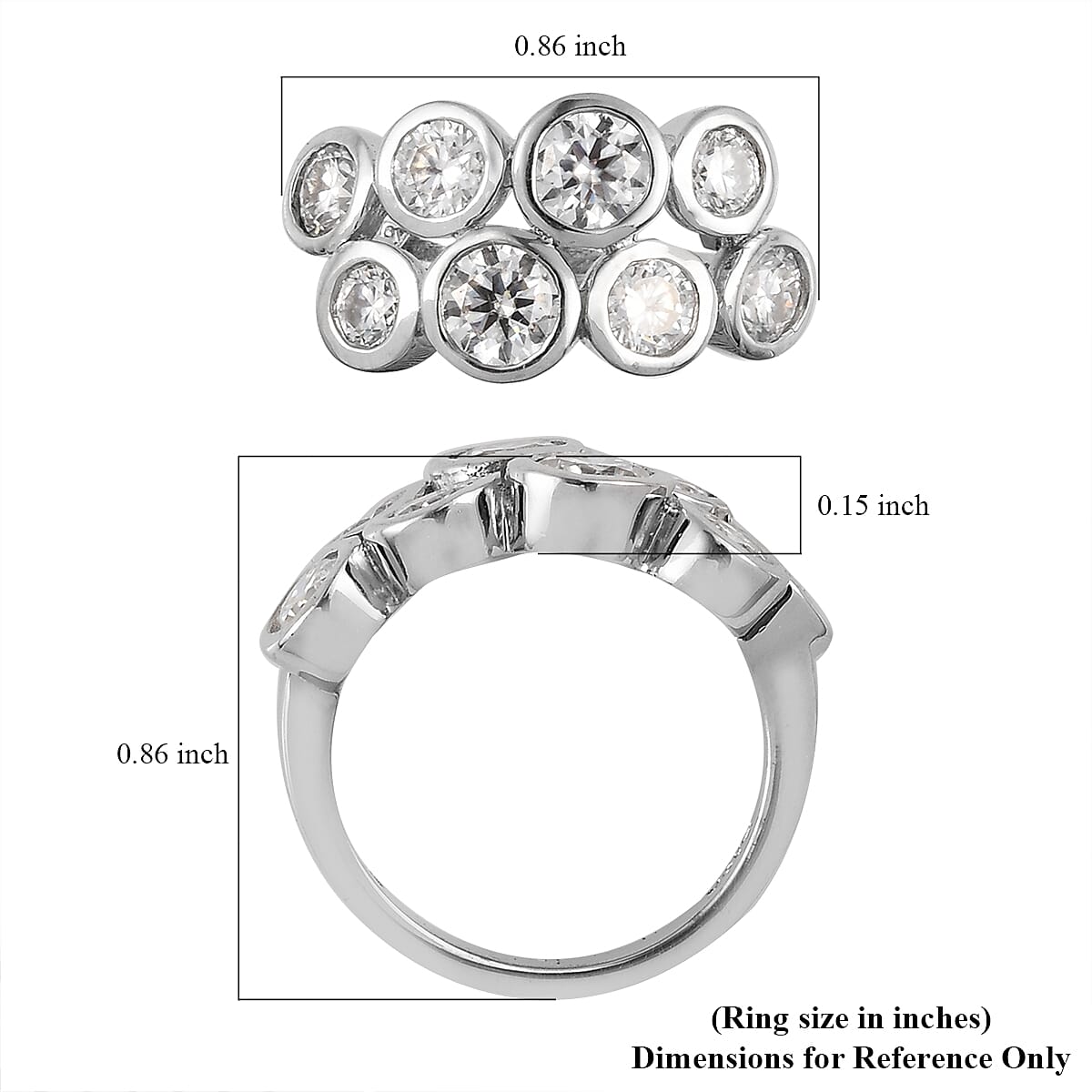 Moissanite Cluster Ring in Platinum Over Sterling Silver (Size 10.0) 2.10 ctw