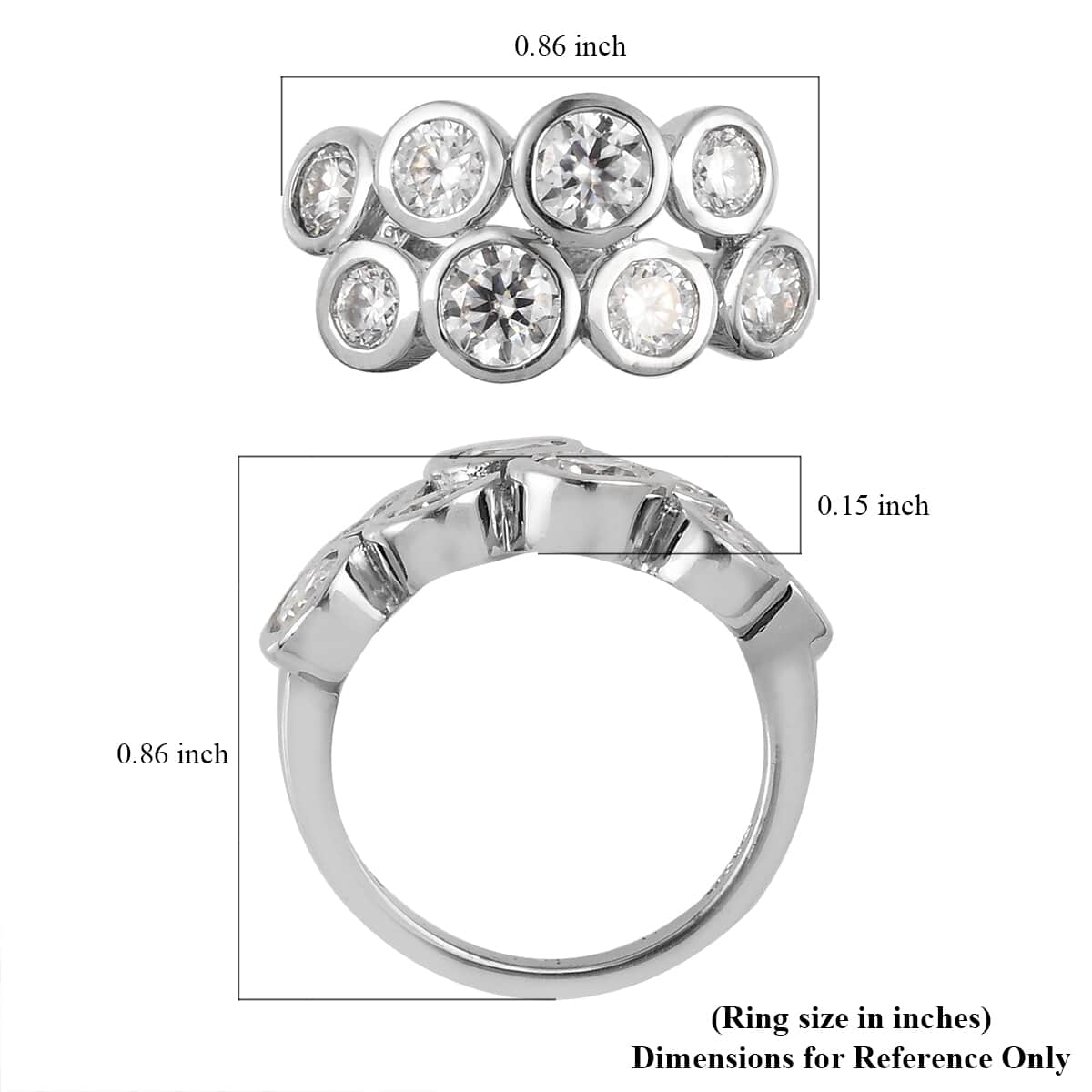 Moissanite Cluster Ring in Platinum Over Sterling Silver 2.10 ctw image number 5