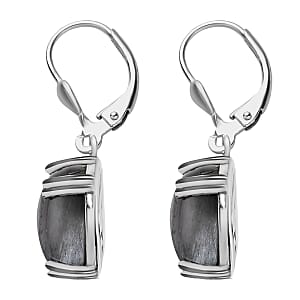 Golden Sheen Moonstone 16.00 ctw Dangling Earrings in Platinum Over Sterling Silver