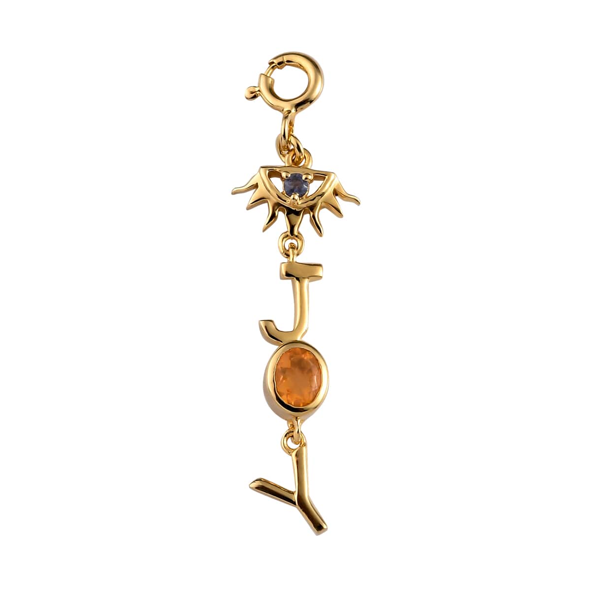 Jalisco Fire Opal and Catalina Iolite JOY Charm in Vermeil Yellow Gold Over Sterling Silver 0.25 ctw image number 0