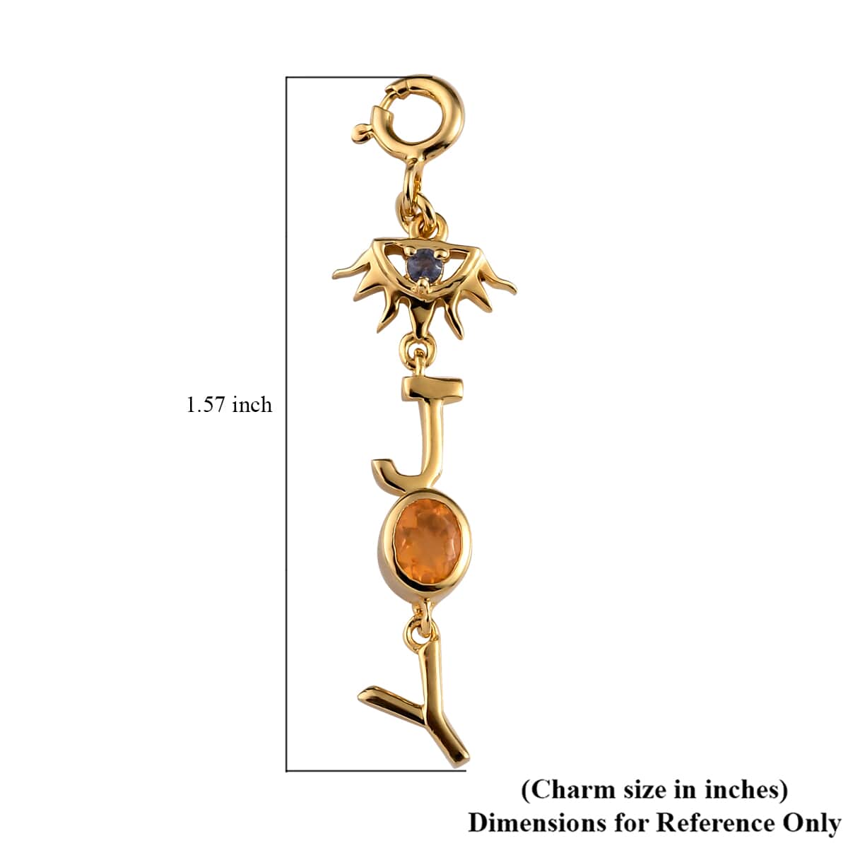 Jalisco Fire Opal and Catalina Iolite JOY Charm in Vermeil Yellow Gold Over Sterling Silver 0.25 ctw image number 5