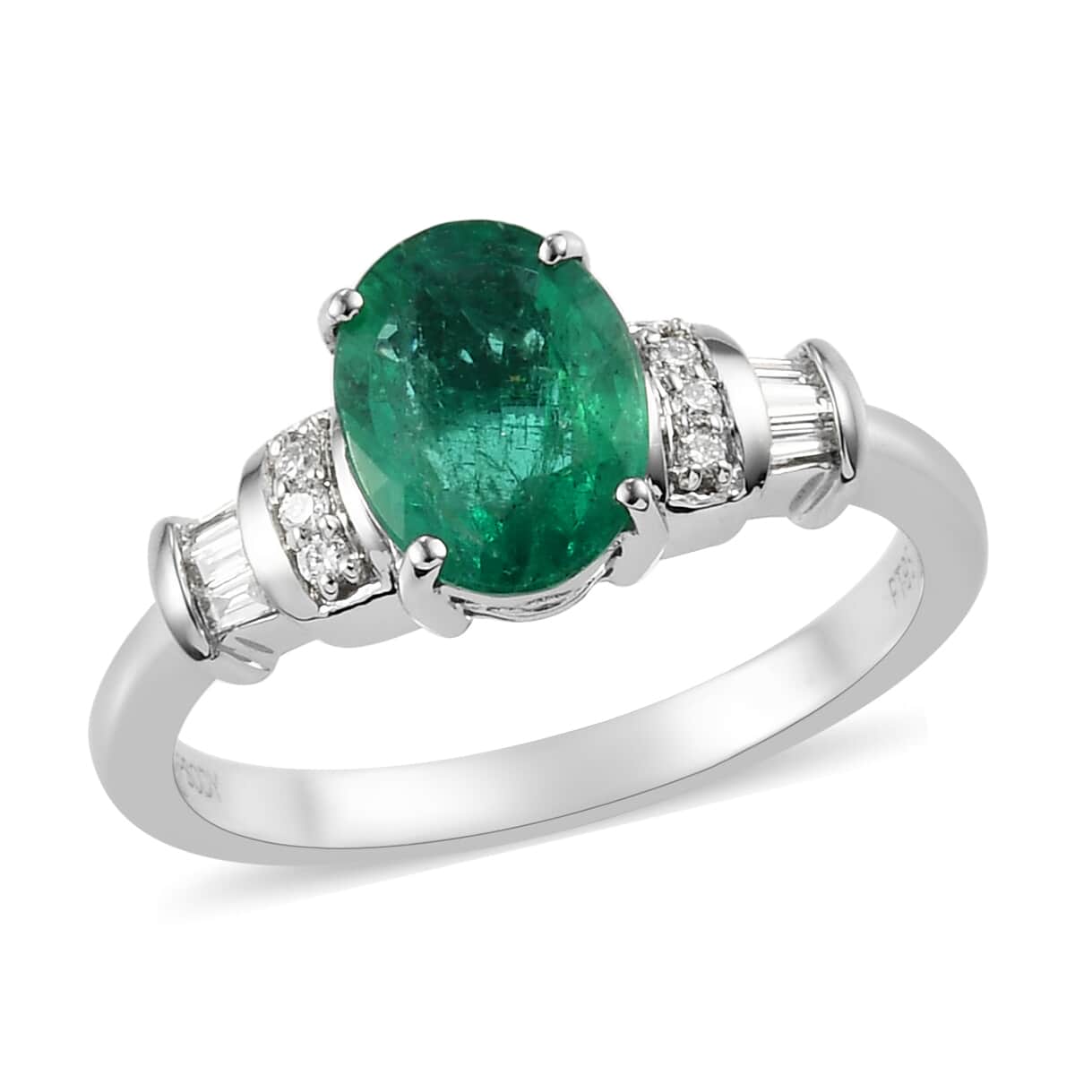 RHAPSODY 950 Platinum AAAA Brazilian Emerald, Diamond (E-F, VS) Ring (Size 7.0) (5.35 g) 1.70 ctw image number 0
