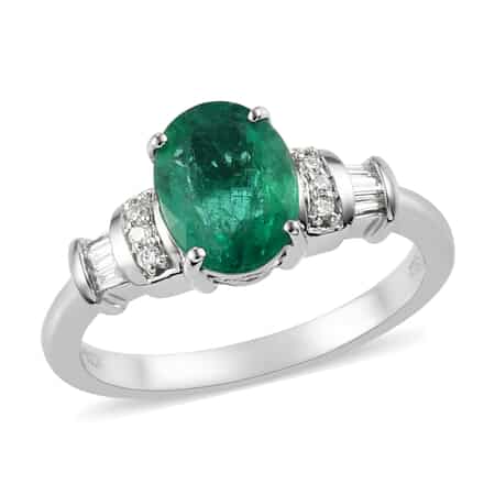 One Of A Kind Rhapsody 950 Platinum AAAA Brazilian Emerald and E-F VS Diamond Ring (Size 7.0) 5.35 Grams 1.70 ctw image number 0