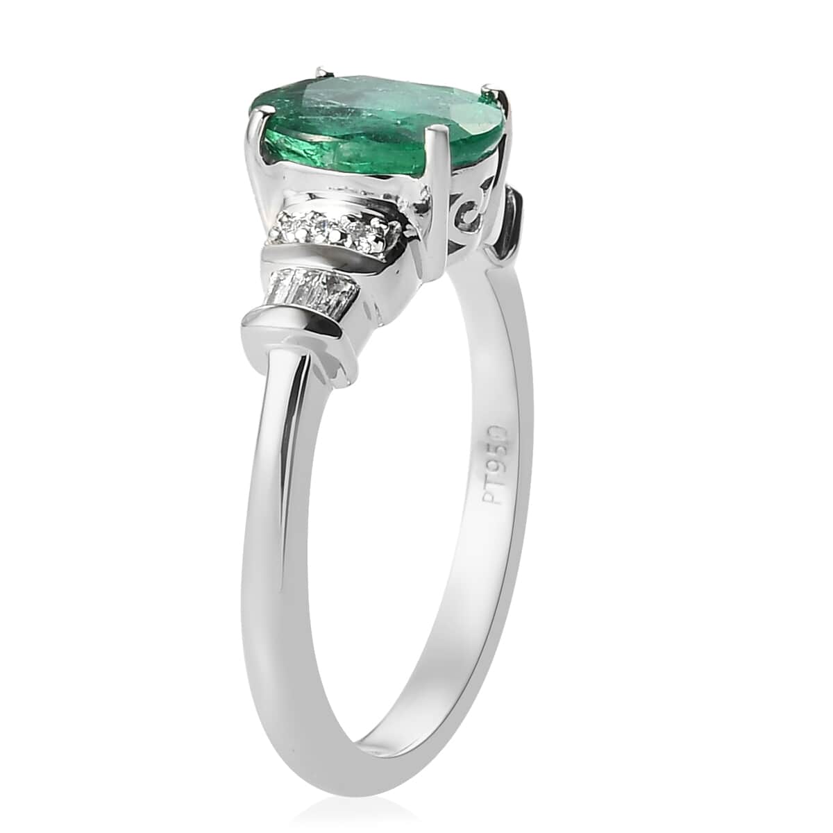 RHAPSODY 950 Platinum AAAA Brazilian Emerald, Diamond (E-F, VS) Ring (Size 7.0) (5.35 g) 1.70 ctw image number 3