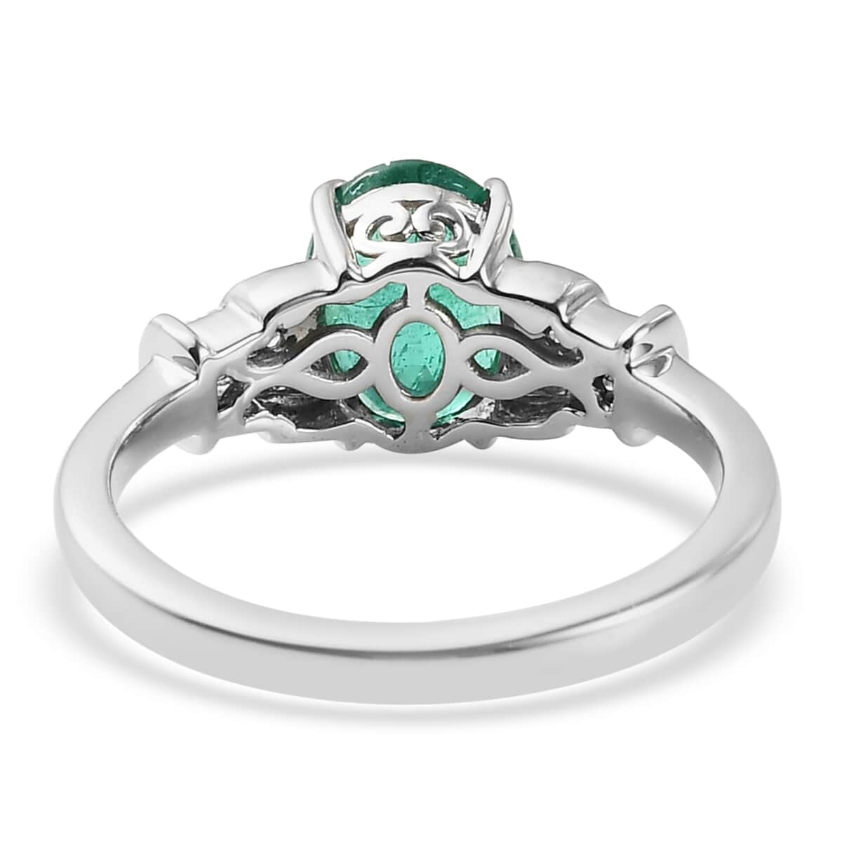 RHAPSODY 950 Platinum AAAA Brazilian Emerald, Diamond (E-F, VS) Ring (Size 7.0) (5.35 g) 1.70 ctw image number 4