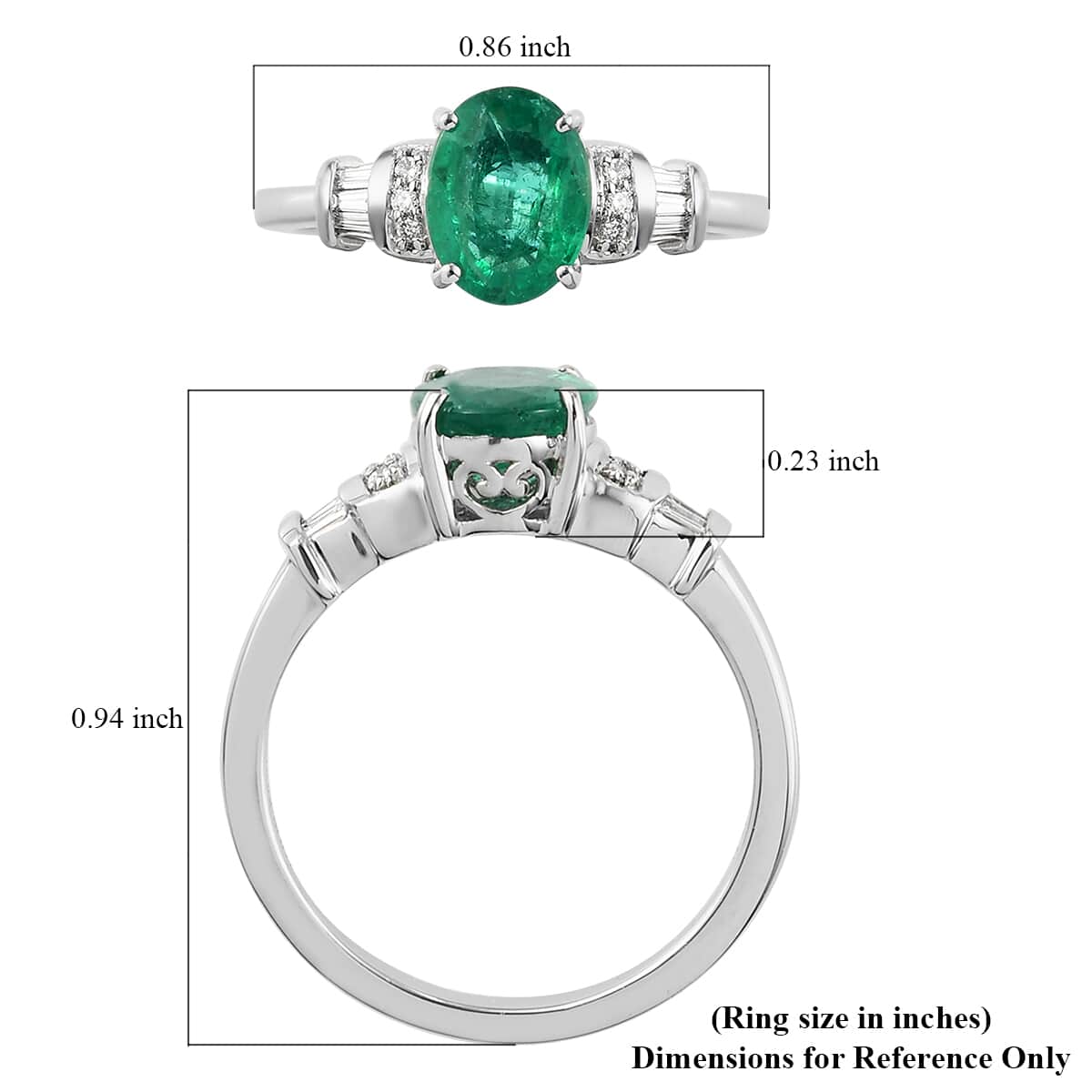 One Of A Kind Rhapsody 950 Platinum AAAA Brazilian Emerald and E-F VS Diamond Ring (Size 7.0) 5.35 Grams 1.70 ctw image number 5