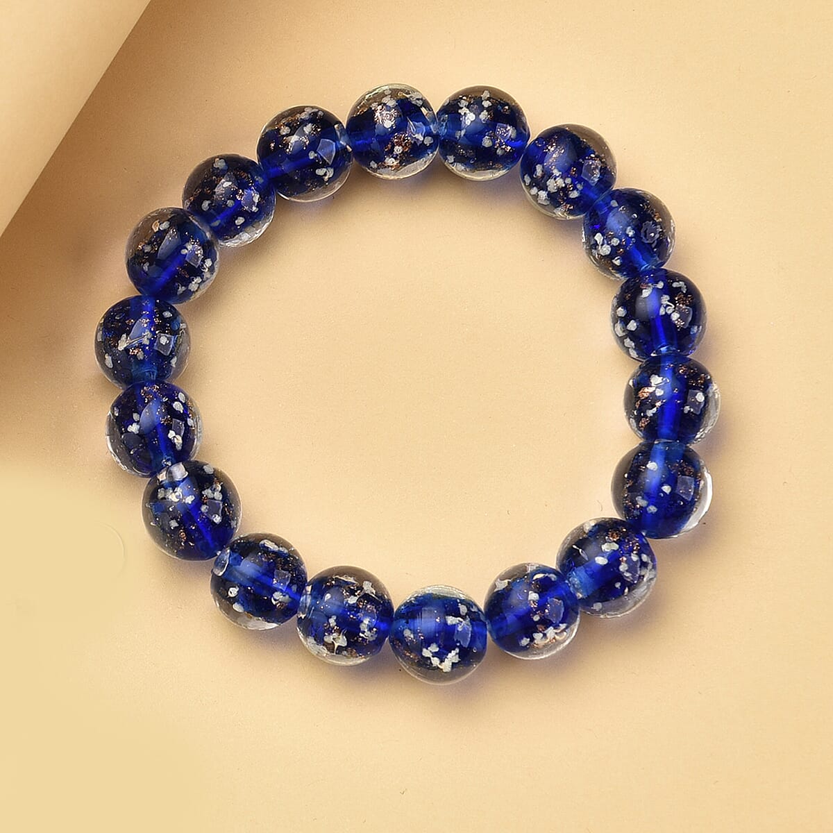 Blue Color Murano Style Stretch Bracelet image number 1