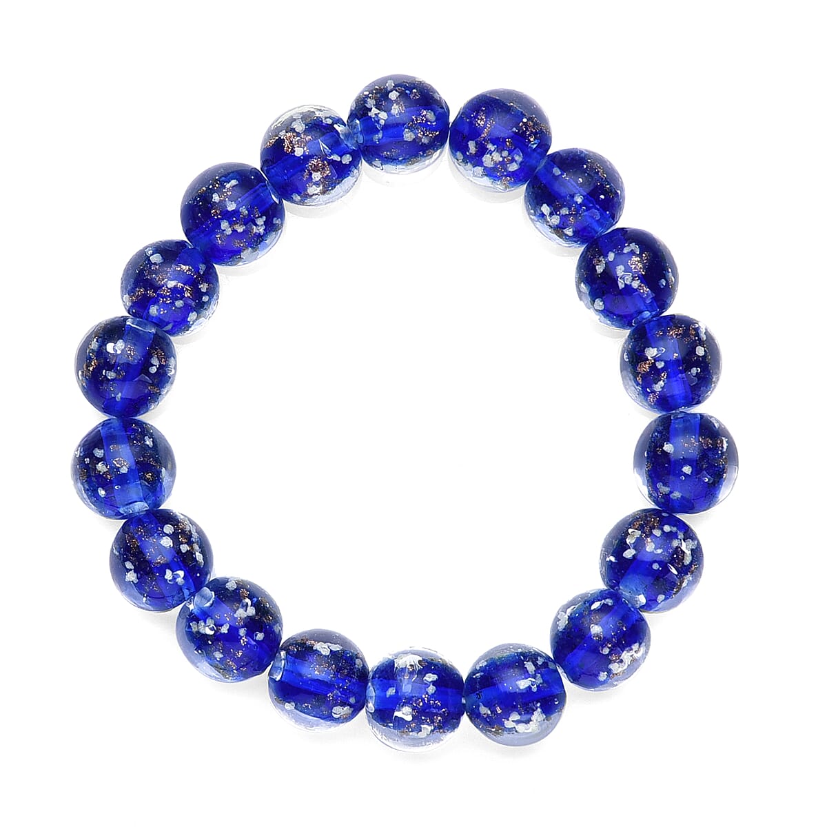 Blue Color Murano Style Stretch Bracelet image number 3