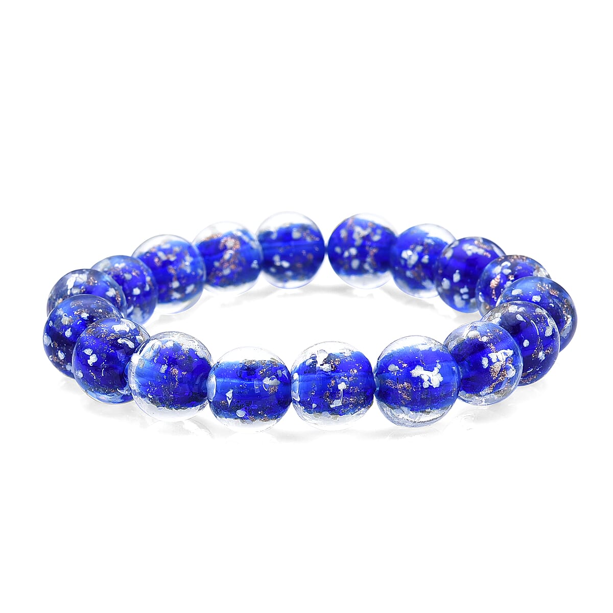 Blue Color Murano Style Stretch Bracelet image number 4