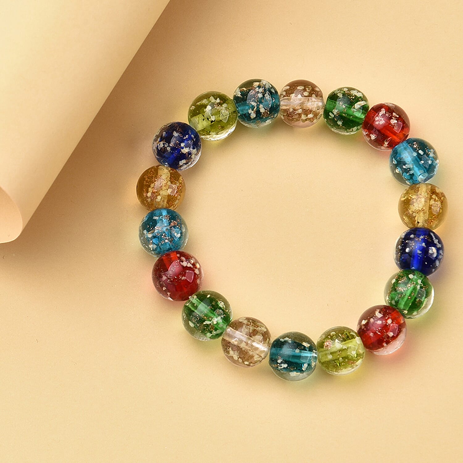 Multi Color Murano Style Stretch Bracelet