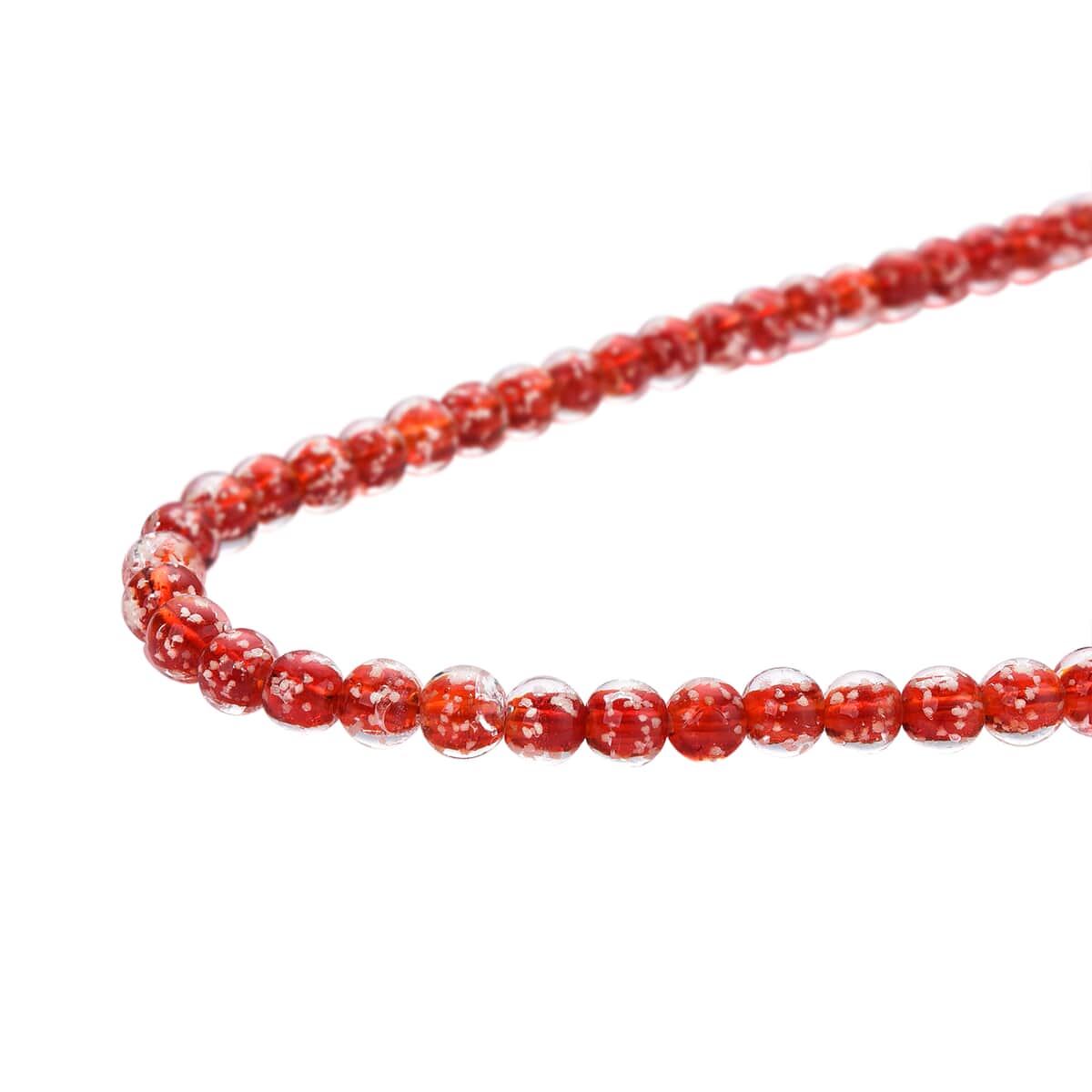 Red Color Murano Style Necklace 20 Inches in Silvertone image number 3