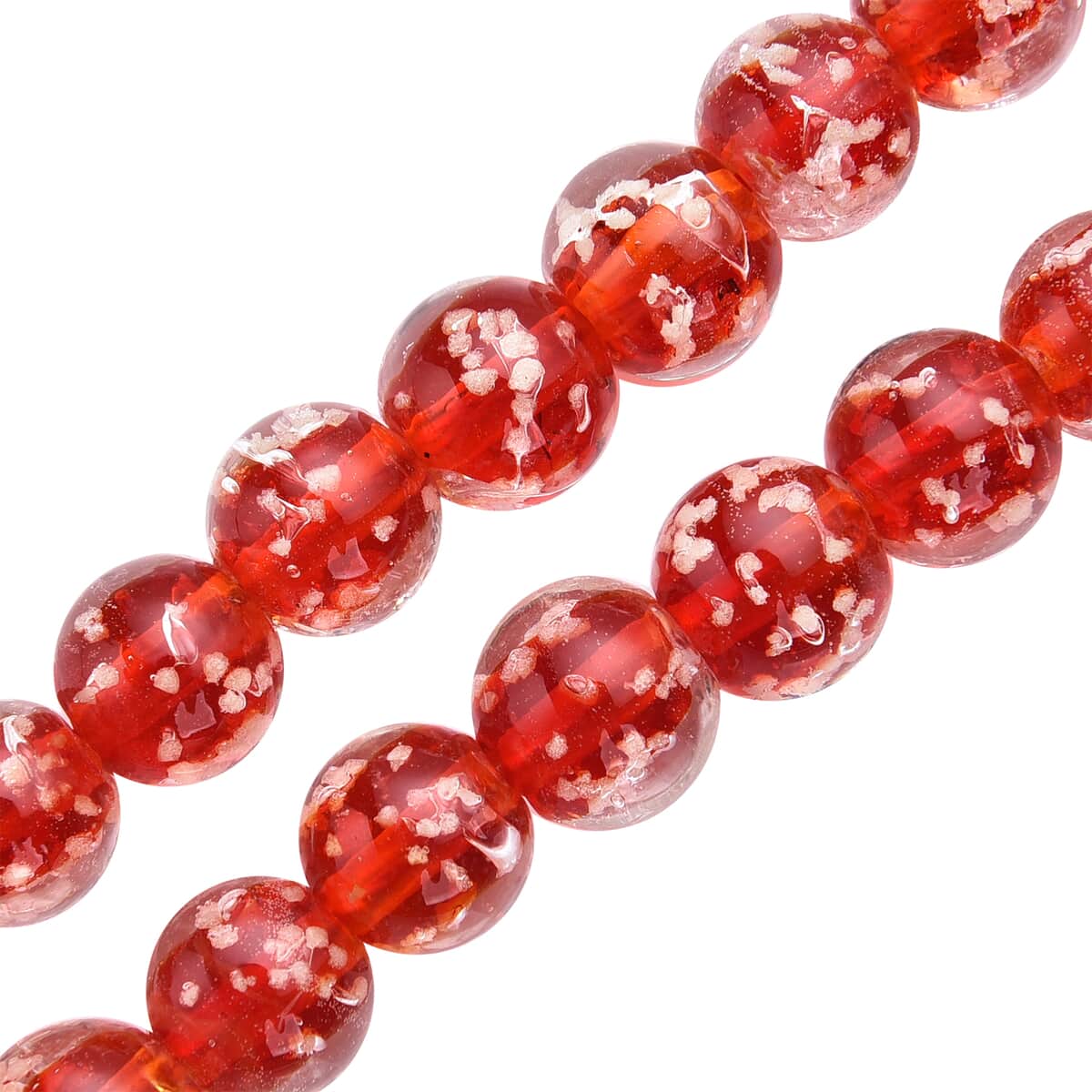 Red Color Murano Style Necklace 20 Inches in Silvertone image number 4