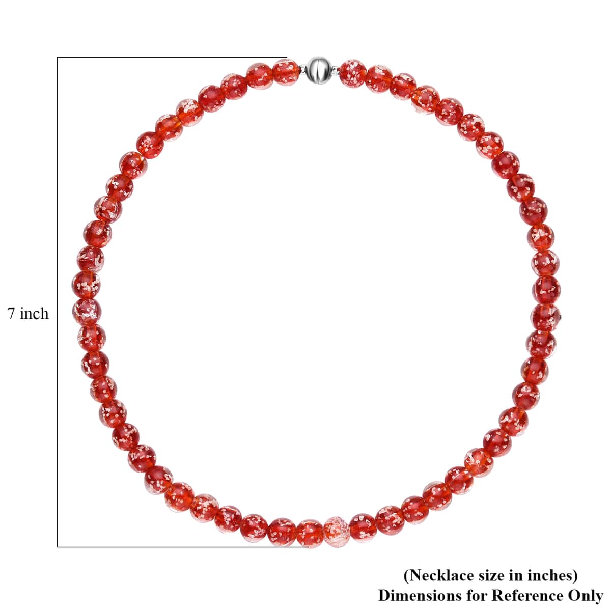 Red Color Murano Style Necklace 20 Inches in Silvertone image number 6