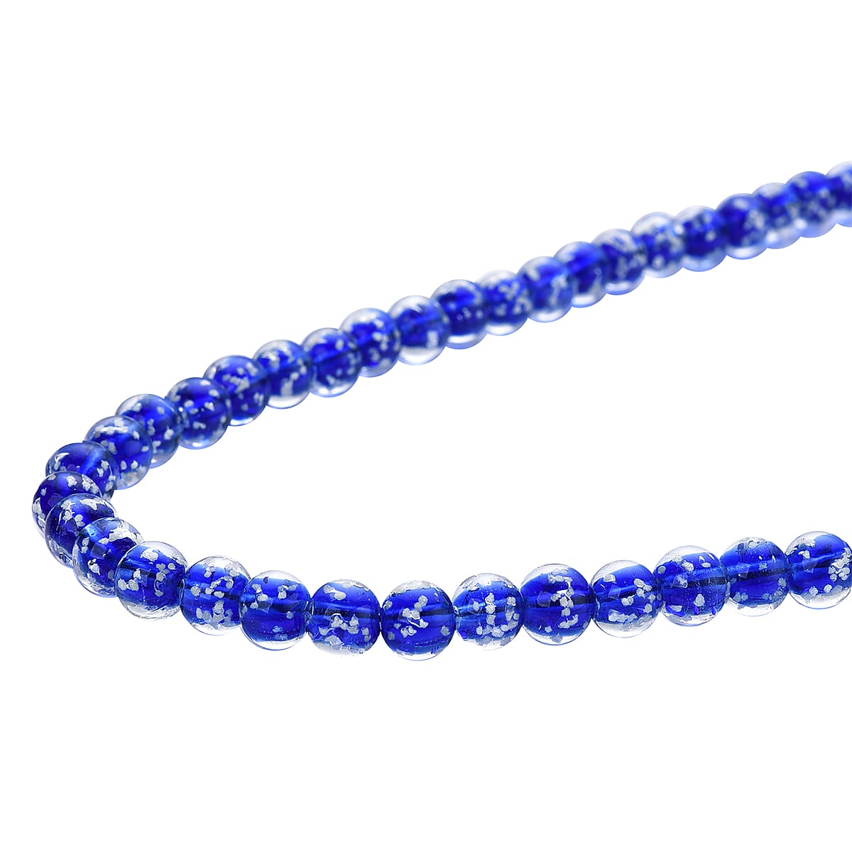 Blue Color Murano Style Necklace 20 Inches in Silvertone image number 3
