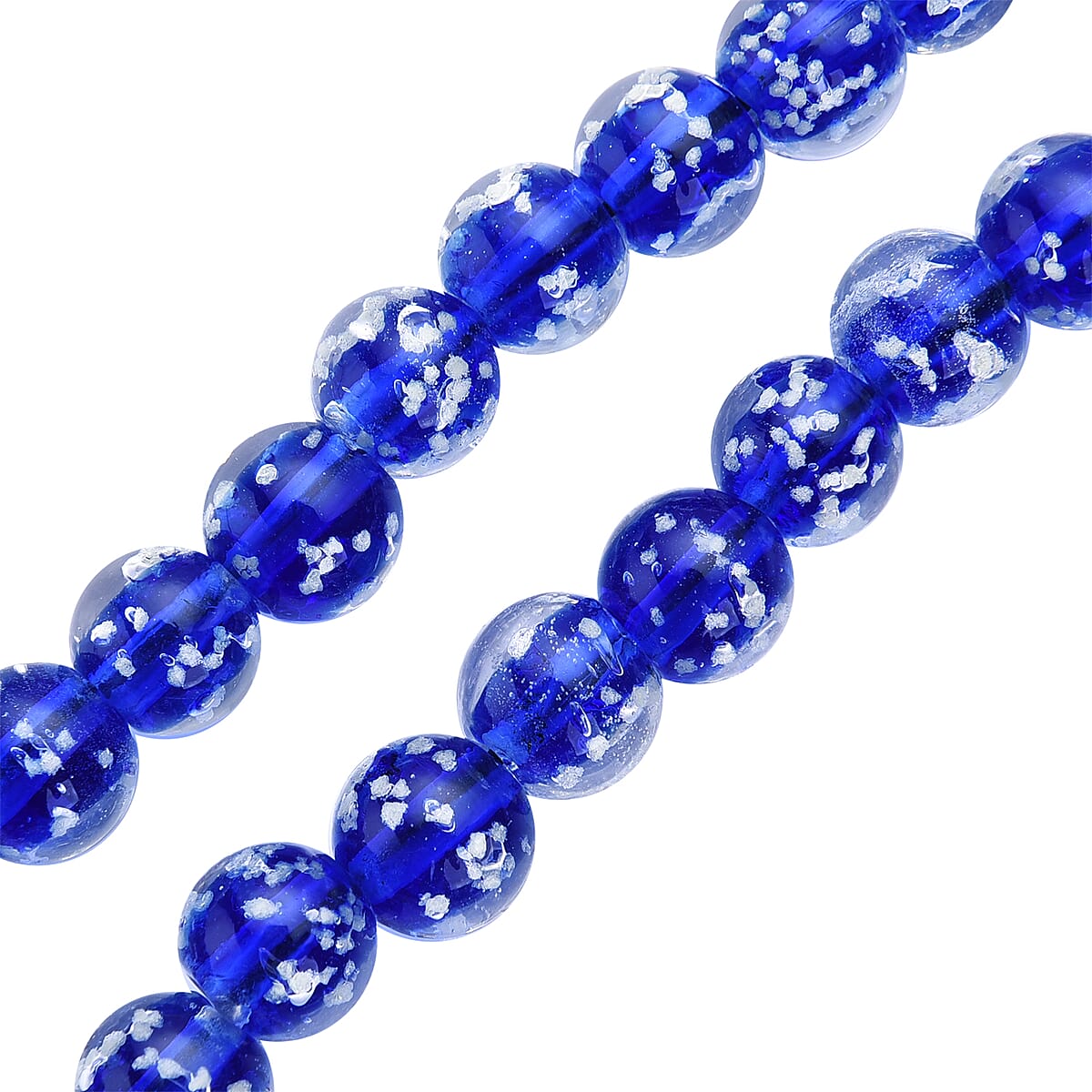 Blue Color Murano Style Necklace 20 Inches in Silvertone image number 4