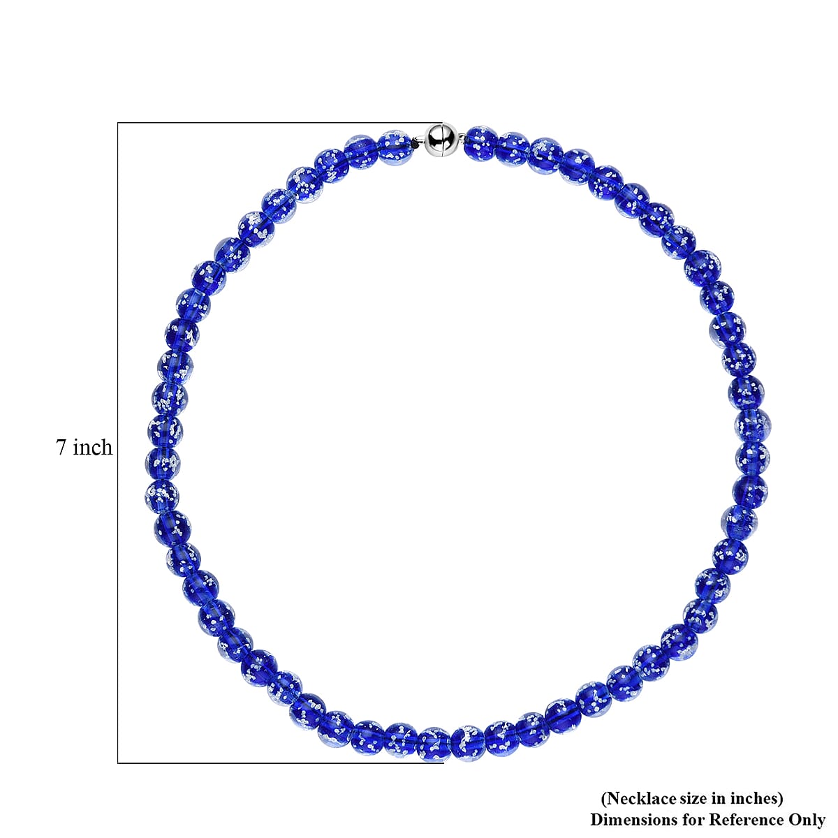 Blue Color Murano Style Necklace 20 Inches in Silvertone image number 6