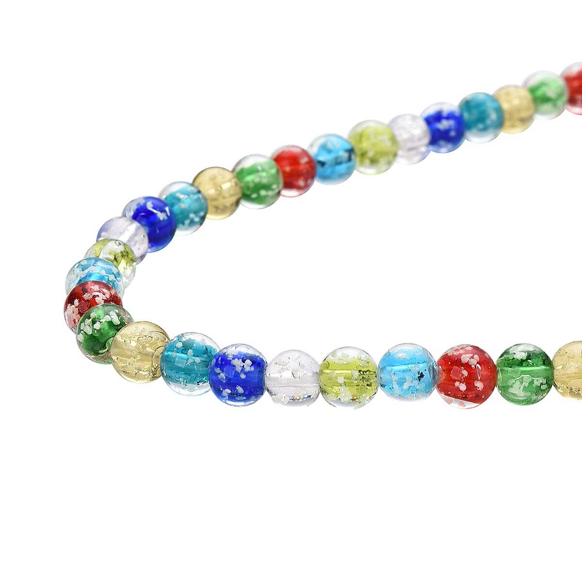Multi Color Murano Style Necklace 20 Inches in Silvertone image number 3