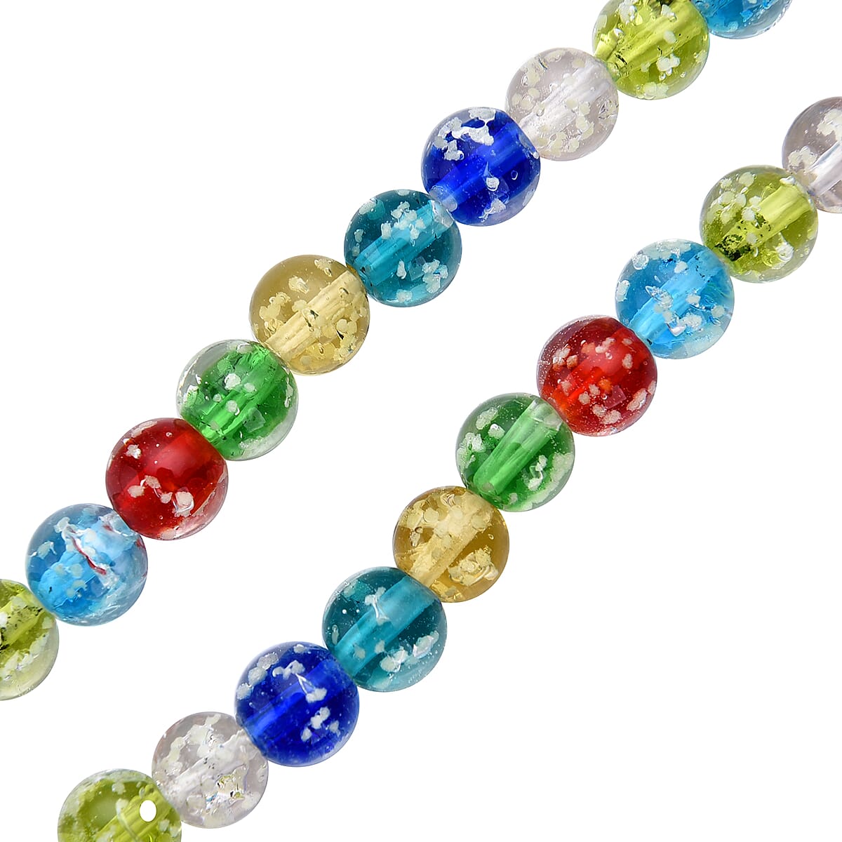 Multi Color Murano Style Necklace 20 Inches in Silvertone image number 4