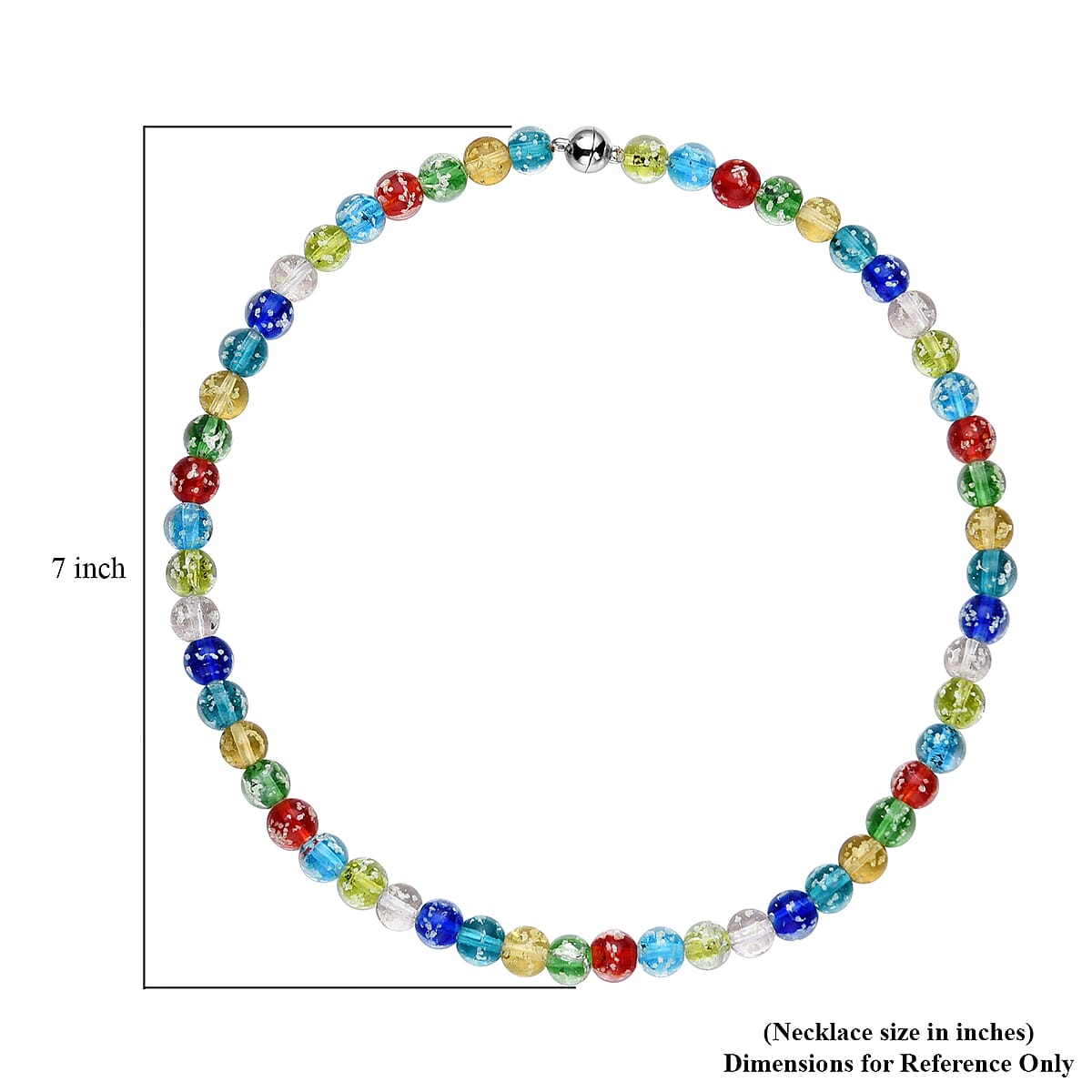 Multi Color Murano Style Necklace 20 Inches in Silvertone image number 6
