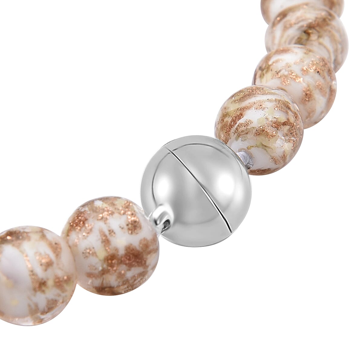 White Color Murano Style Necklace 20 Inches in Silvertone image number 5