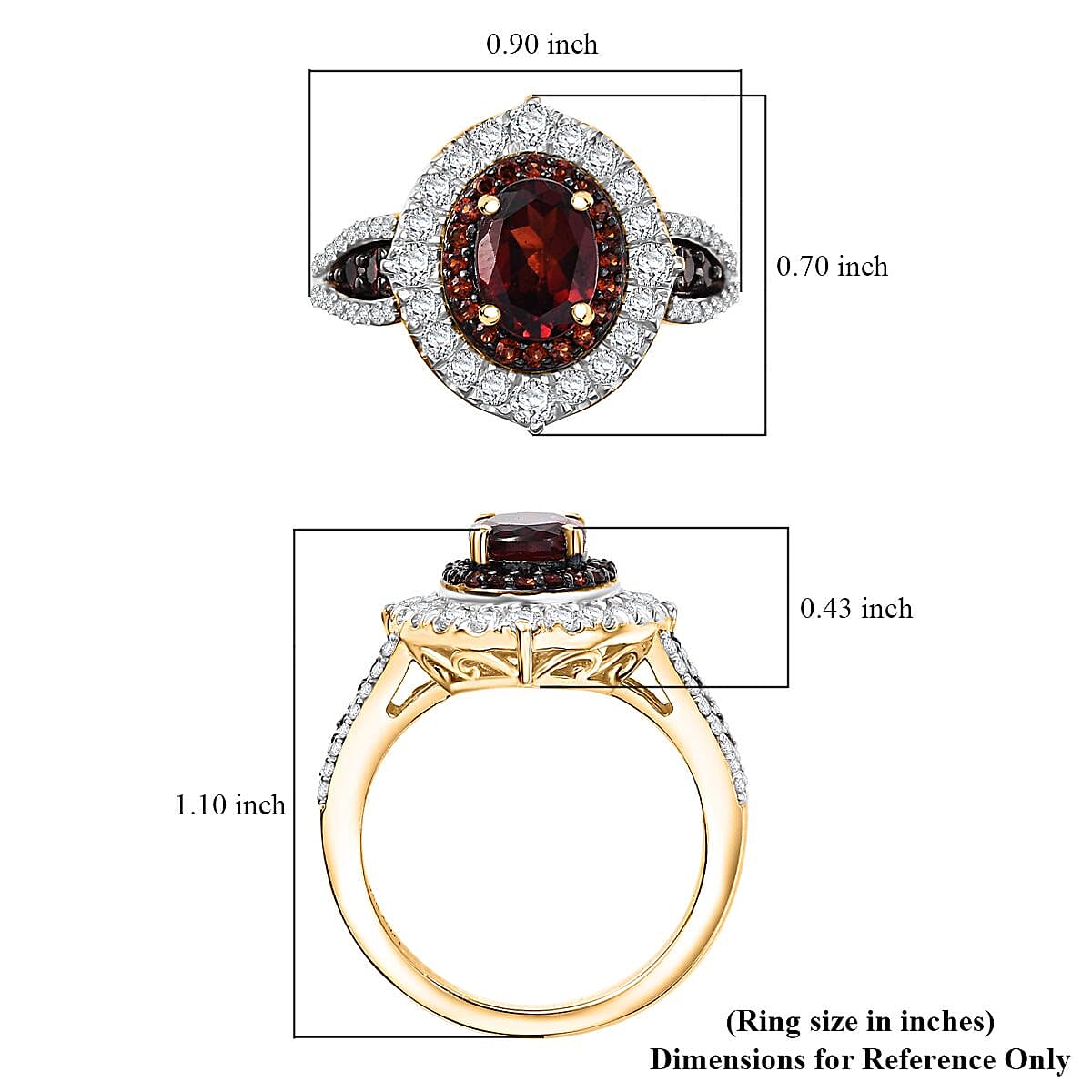 Mozambique Garnet and White Zircon 3.10 ctw Floral Radiance Ring in 18K Vermeil Yellow Gold Over Sterling Silver (Size 10.0)