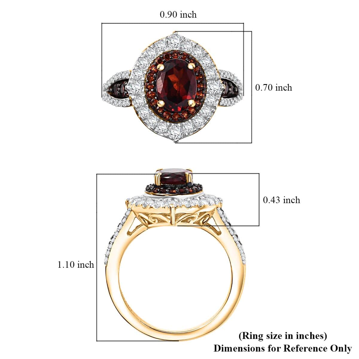 Mozambique Garnet and White Zircon 3.10 ctw Floral Radiance Ring in 18K Vermeil Yellow Gold Over Sterling Silver (Size 6.0) image number 5