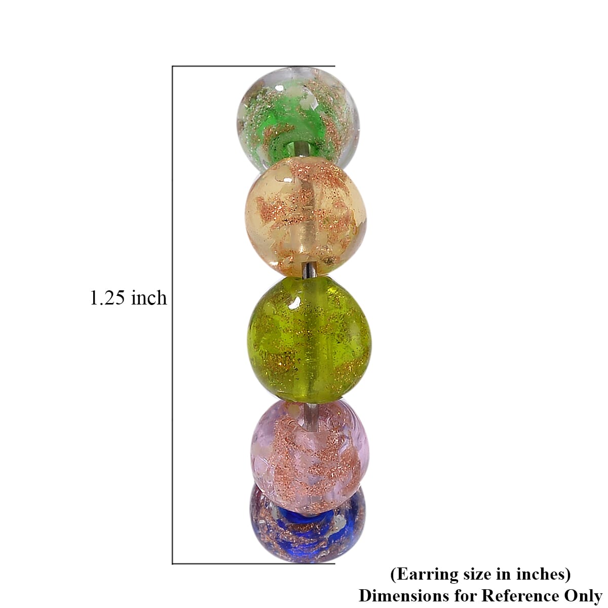Multi Color Murano Style Hoop Earrings in Silvertone image number 4