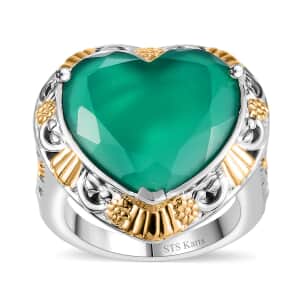 Karis Green Onyx 5.65 ctw Heart Ring in 18K YG Plated and Platinum Bond (Size 10.0) 