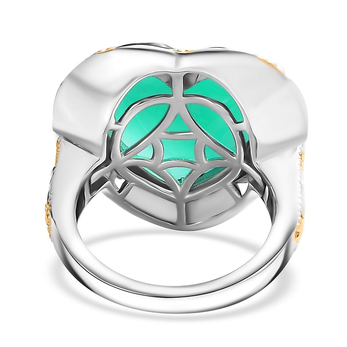 Karis Green Onyx 5.65 ctw Heart Ring in 18K YG Plated and Platinum Bond (Size 5.0)  image number 4