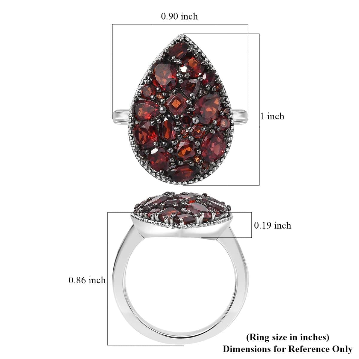 Mozambique Garnet and White Zircon 4.15 ctw Dahlia Flower Ring in Rhodium Over Sterling Silver image number 5