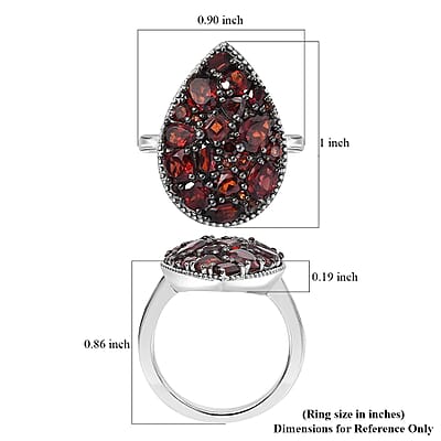 Mozambique Garnet and White Zircon 4.15 ctw Dahlia Flower Ring in Rhodium Over Sterling Silver (Size 10.0)