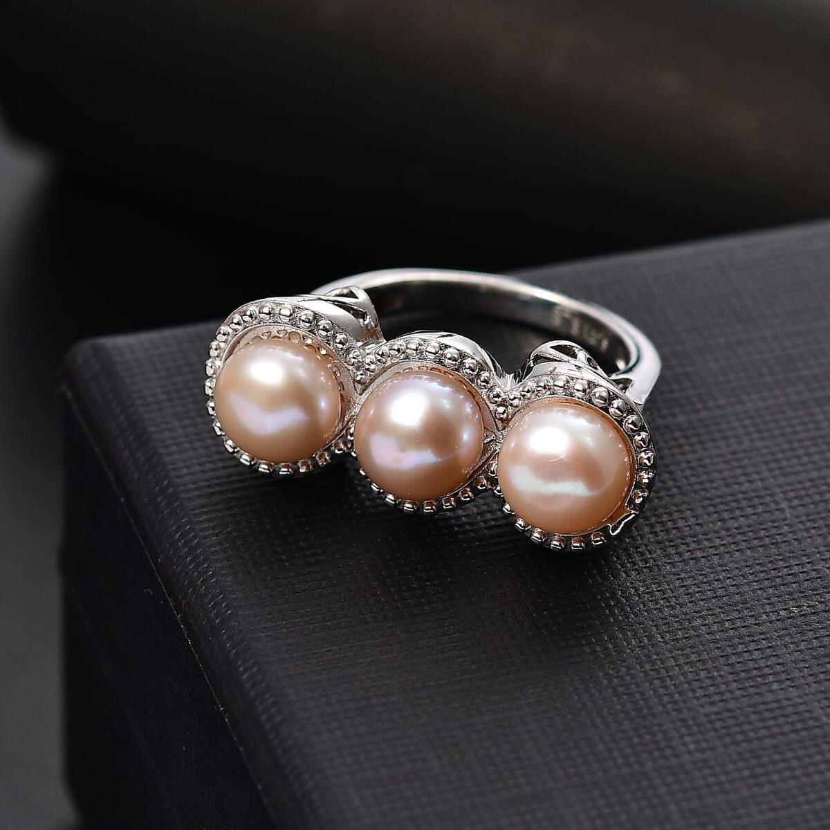 Karis Pink Fresh Water Pearl Fancy Ring in Platinum Bond (Size 6.0) image number 1