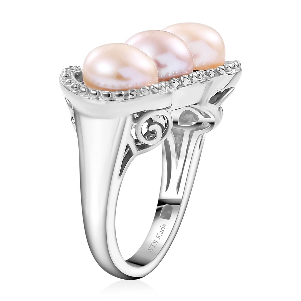 Karis Pink Fresh Water Pearl Fancy Ring in Platinum Bond (Size 7.0) image number 3