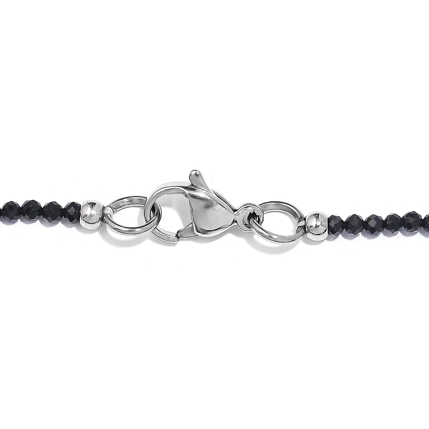 Multi Color Freshwater Pearl and Thai Black Spinel 55.00 ctw Station Necklace in Stainless Steel 20 Inches