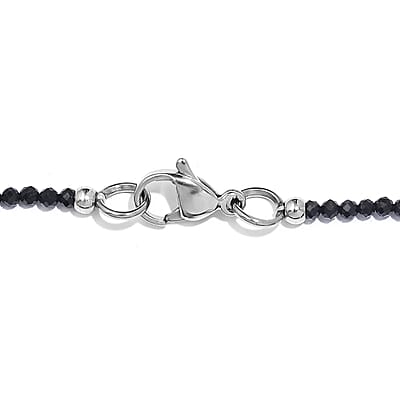 Multi Color Freshwater Pearl and Thai Black Spinel 55.00 ctw Station Necklace in Stainless Steel 20 Inches