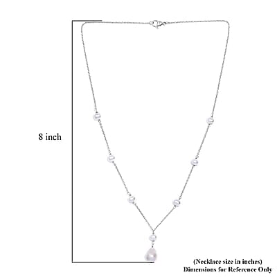 Organic Shape Baroque Pearl and White Freshwater Pearl Necklace 20 Inches in Stainless Steel