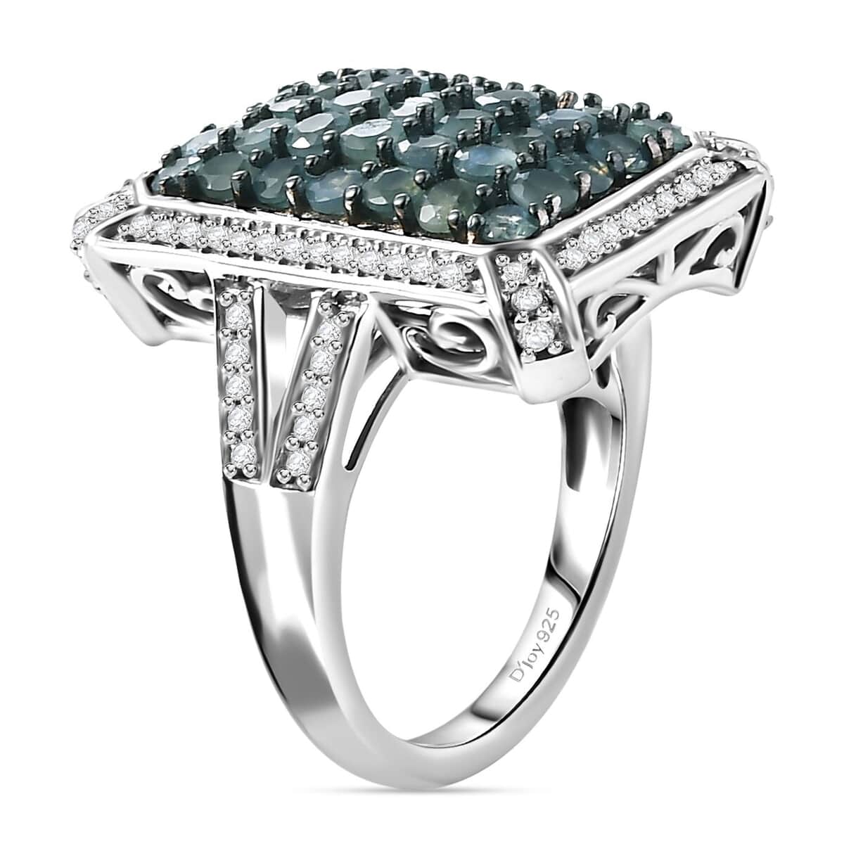 Narsipatnam Alexandrite, White Zircon Ring in Rhodium Over Sterling Silver (Size 7.0) 2.40 ctw image number 3