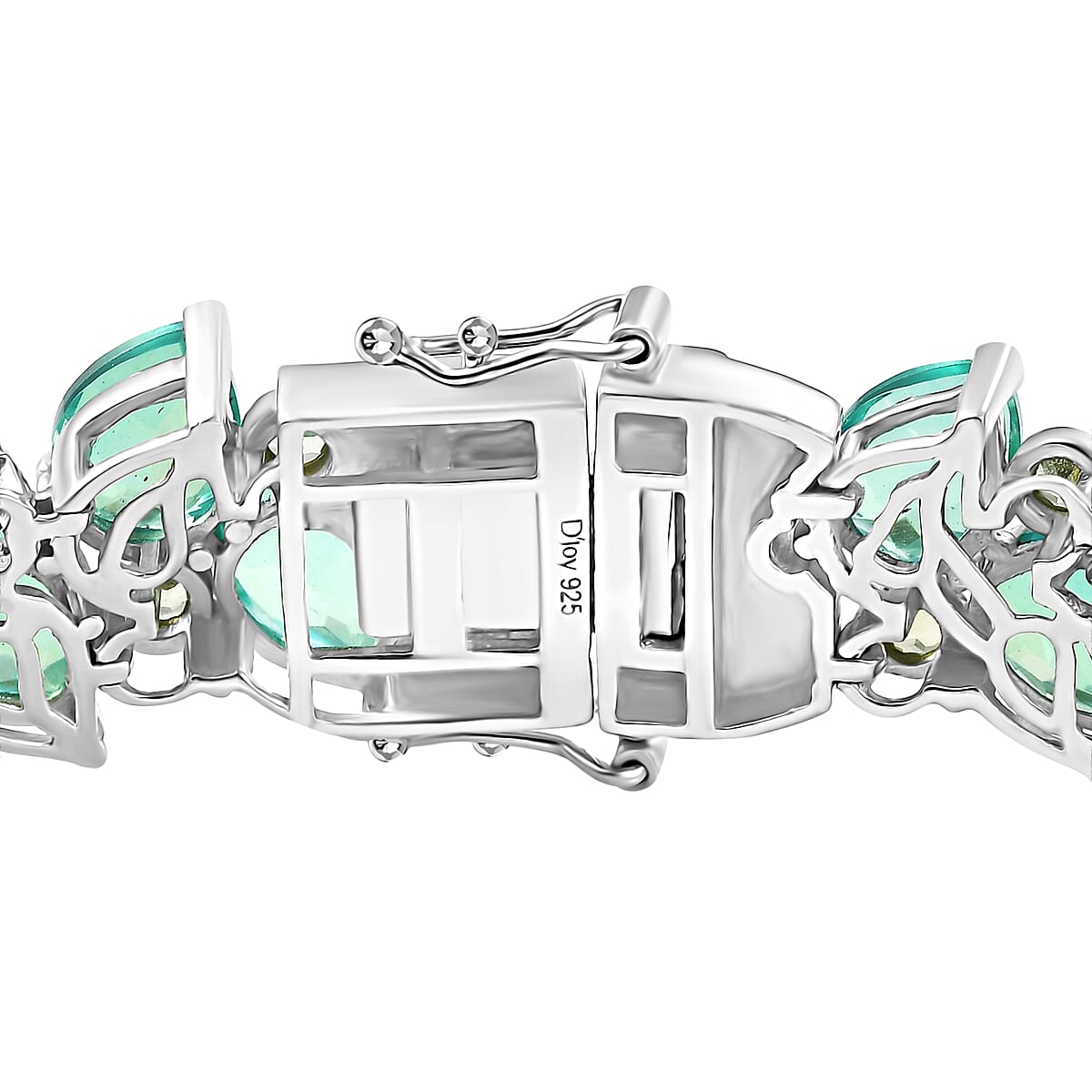 Peacock Quartz (Triplet) and Peridot 45.40 ctw Feather Bracelet in Rhodium Over Sterling Silver (7.25 In) image number 3