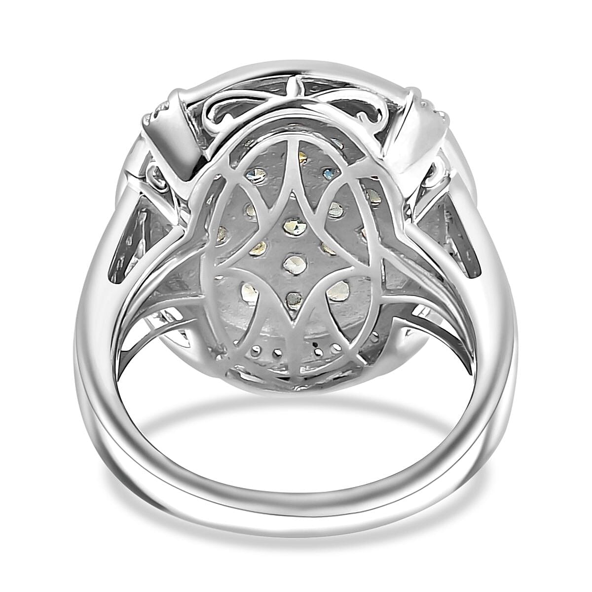 Narsipatnam Alexandrite and White Zircon 2.65 ctw Oval Pave Ring in Rhodium Over Sterling Silver (Size 10.0)