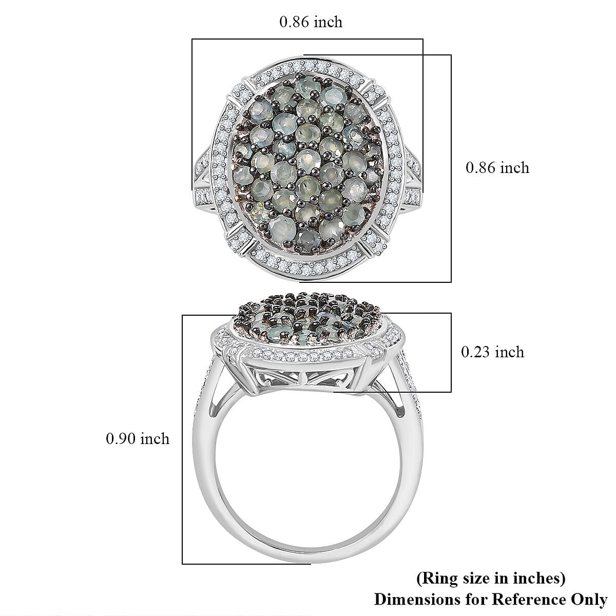 Narsipatnam Alexandrite and White Zircon 2.65 ctw Oval Pave Ring in Rhodium Over Sterling Silver (Size 10.0)