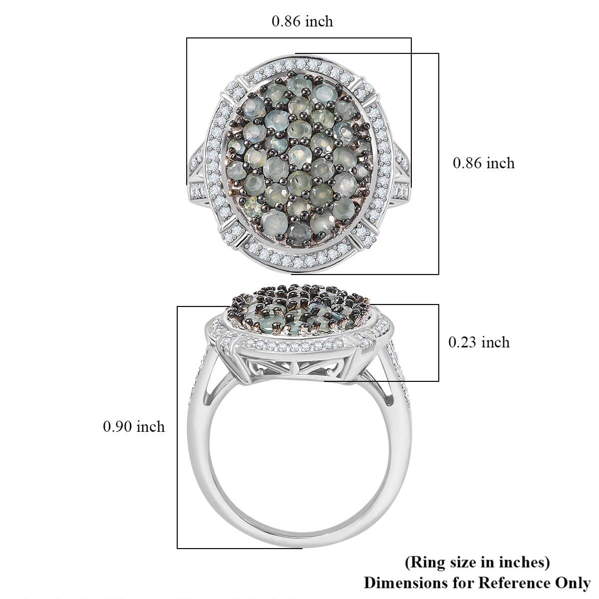 Narsipatnam Alexandrite and White Zircon 2.65 ctw Oval Pave Ring in Rhodium Over Sterling Silver (Size 10.0) image number 5