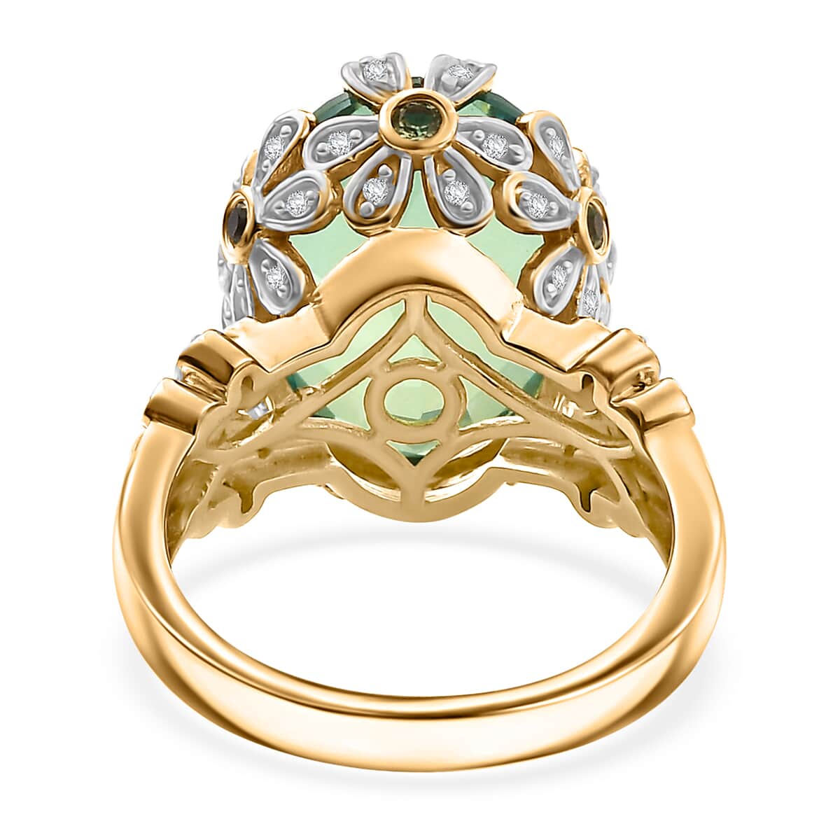 Premium Peacock Quartz (Triplet) and Multi Gemstone 9.90 ctw Ring in 18K Vermeil Yellow Gold Over Sterling Silver image number 4