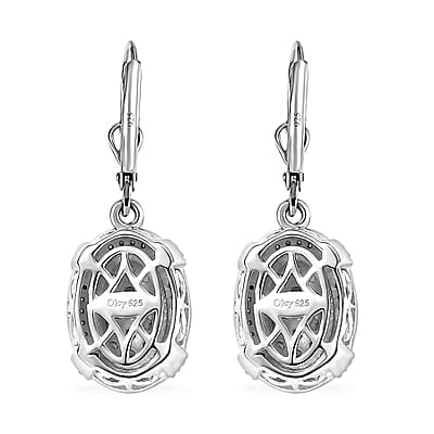 Narsipatnam Alexandrite and White Zircon 1.60 ctw Oval Pave Earrings in Rhodium Over Sterling Silver