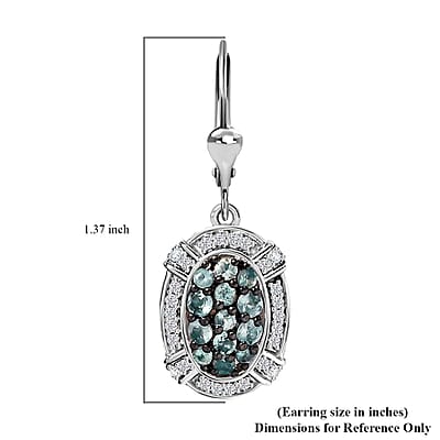 Narsipatnam Alexandrite and White Zircon 1.60 ctw Oval Pave Earrings in Rhodium Over Sterling Silver