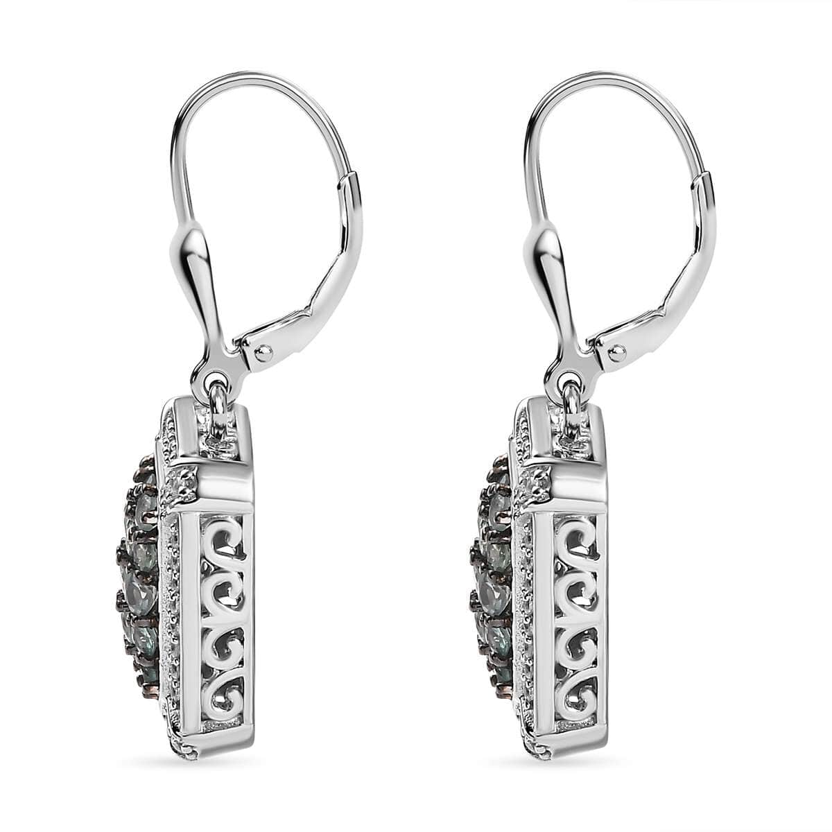 Narsipatnam Alexandrite and White Zircon 2.00 ctw Rectangular Pave Earrings in Rhodium Over Sterling Silver image number 3