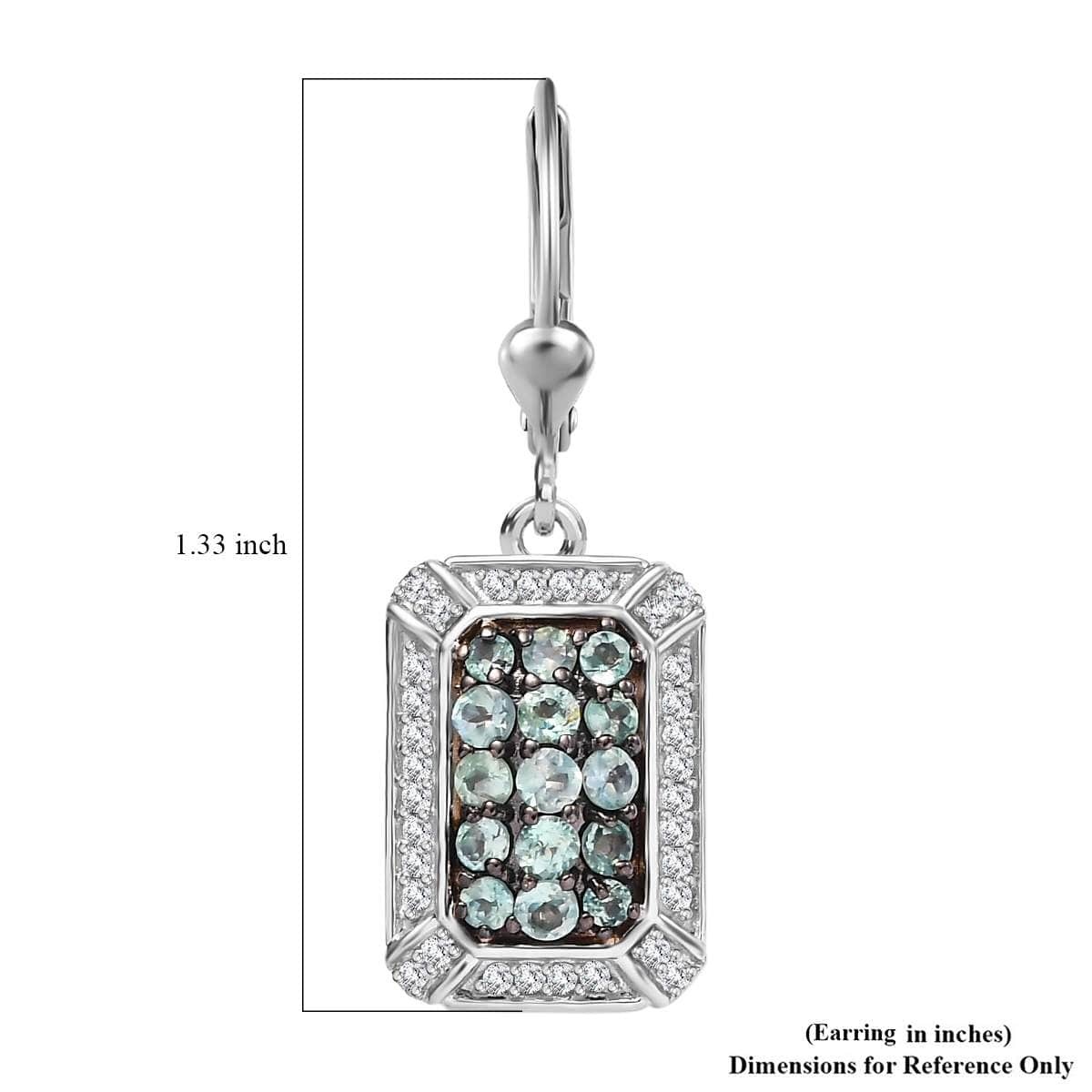 Narsipatnam Alexandrite and White Zircon 2.00 ctw Rectangular Pave Earrings in Rhodium Over Sterling Silver image number 5