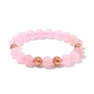 Galilea Rose Quartz Beaded Stretch Bracelet in 14K RG Over Copper 110.00 ctw