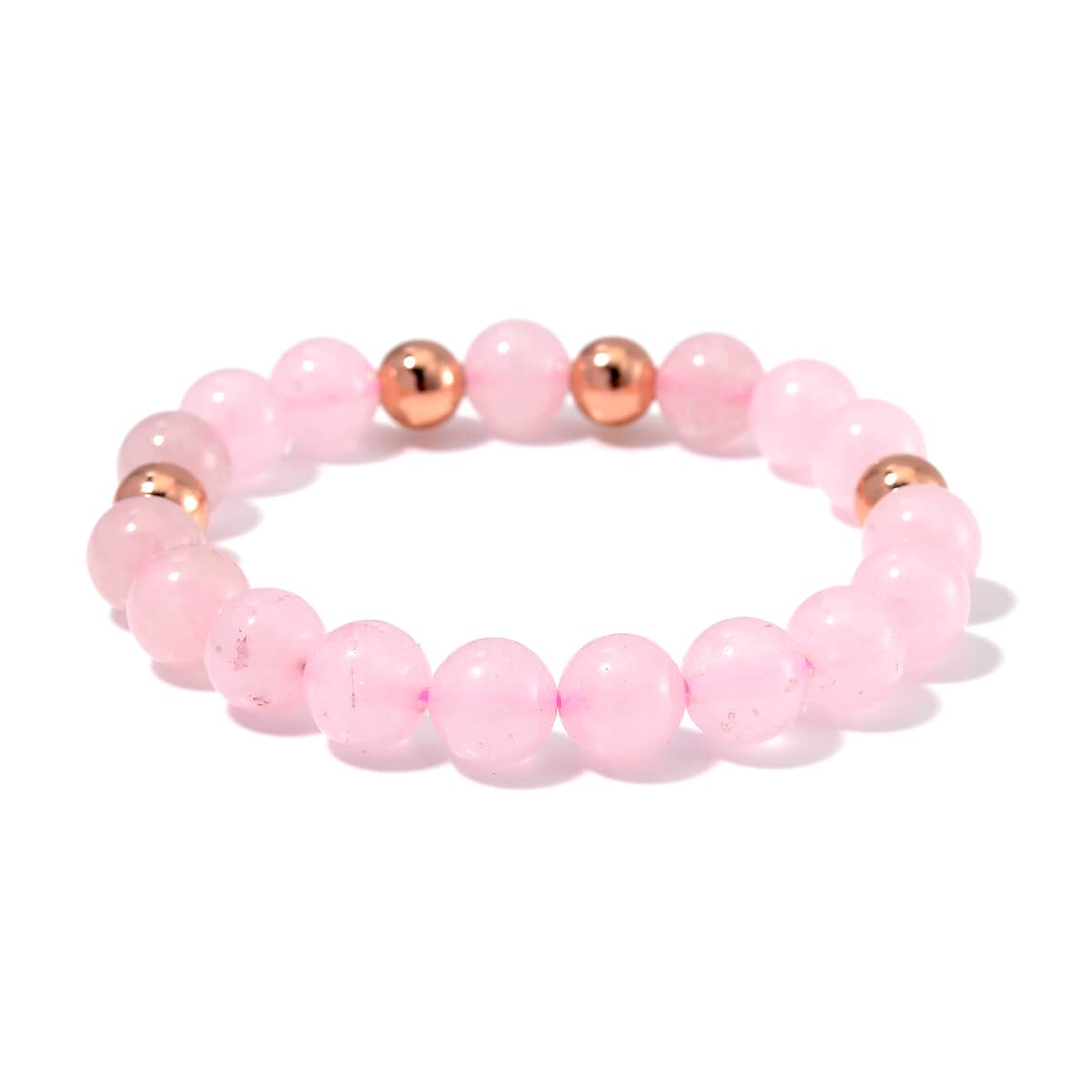 Galilea Rose Quartz Beaded Stretch Bracelet in 14K RG Over Copper 110.00 ctw image number 2