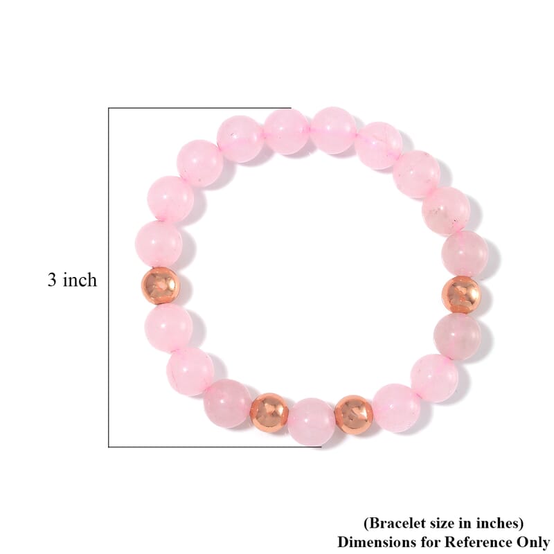 Galilea Rose Quartz Beaded Stretch Bracelet in 14K RG Over Copper 110.00 ctw
