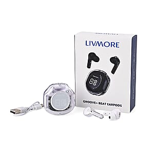 Livmore TWS Wireless Earbuds with Display - White